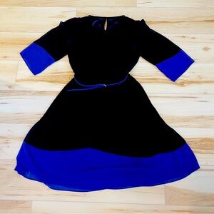 Alyx Limited Blue & Black SheerDress Belt Waist  Button Back Size 6